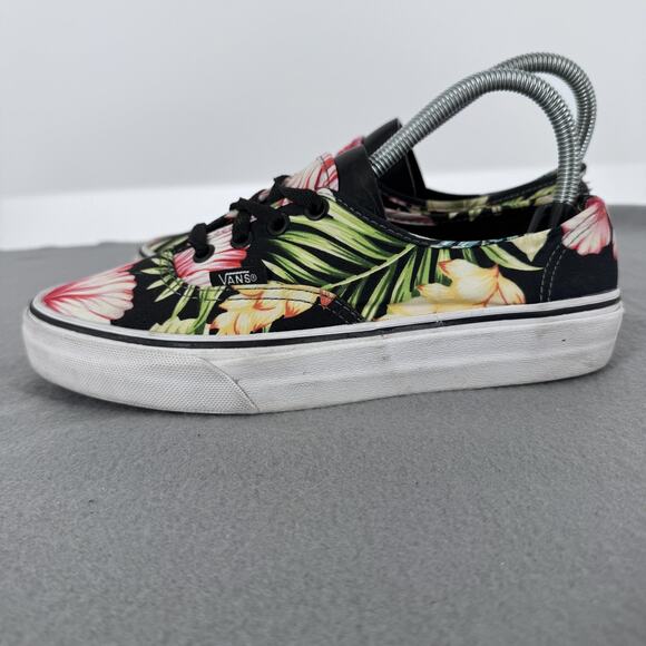 Vans Shoes Mens Size 5.5 Black Floral Hawaiian Canvas Skate Low Top Womens 7 - Picture 4 of 9